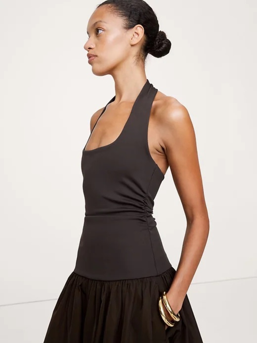 NWT! Banana Republic Jersey & Taffeta Mixed Media Halter Maxi Dress - #852081 - Picture 3 of 4